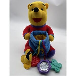 Mattel Plush Winnie The Pooh Activity Rattle Teether Squeaker Vintage 1996